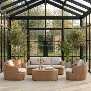 Modern Wicker Sturdy <b>Dining</b> <b>Table</b> Set with Comfortable Garden Chairs for Outdoor Furniture Park & Villa Use - Product Image 3