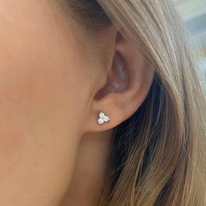 14K Solid Gold 925 <b>Silver</b> Lab Grown Diamond Stud Cluster <b>Earrings</b> 1.20Ctw Geometric Round Multi Stone Piercing Wholesale Pair - Product Image 2