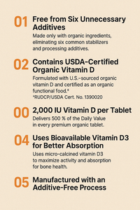 Vitamina orgánica D3 2000IU Nutrición para adultos Suplemento DE SALUD Tabletas para belleza interior y soporte óseo Corea Comida saludable OEM - Product Image 6