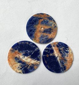 Sodalita natural pulida azul, esfera plana redonda de 31.5 mm, piedra preciosa suelta para la fabricación de joyas, perforación gratuita de 1.5 mm - Product Image 1