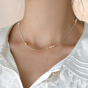 Collier en perles d'eau douce polyvalent, simple, luxueux, rétro, pendentif fleur française, perles, chaîne claviculaire, pendentifs fins - Product Image 3