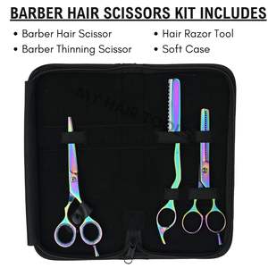 Kit de 3 Tijeras de Peluquería, Tijeras de Corte de Precisión y Tijeras de Entresacar, Cuchilla de Afeitar para Peinado, Herramientas para Extensiones de Cabello - Product Image 2