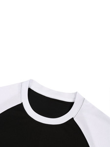 T-shirt unisexe à manches contrastées style baseball, col rond, bicolore, manches raglan, décontracté, sportif - Product Image 4