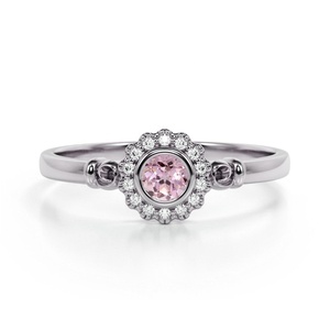 Anillo de piedras preciosas semipreciosas de moissanita rosa, joyería de plata de ley 925, laboratorio único, venta al por mayor en fábrica de la India - Product Image 1