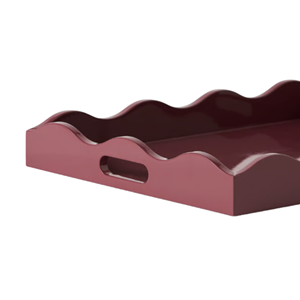 Plateau décoratif en laque artisanal exquis, plateaux de service ronds à bords dentelés modernes, décoration chic et unique pour table basse - Product Image 3