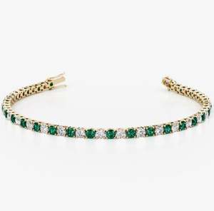 Pulsera de tenis de moissanita y esmeralda cultivada en laboratorio, chapada en oro, elegante, con gema verde, joyería nupcial de lujo, regalo para ella, para fiesta, 14 gramos - Product Image 3