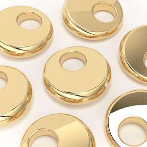 Cuentas espaciadoras de disco cónico robusto de oro amarillo macizo de 18K, 4mm, 5 piezas, componente para fabricación de joyas - Product Image 1