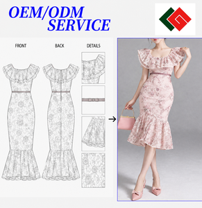 Robe midi en dentelle, style doux, silhouette trompette/sirène, tissu éco-responsable, service OEM/ODM, fabricant vietnamien - Product Image 6
