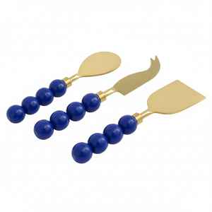 Decorative Resin Bead Handle Stainless Steel Cheese Knife Set Dishwasher <b>Safe</b> Eco-Friendly Table Top Cheese <b>Tools</b> Wholesale - Product Image 1