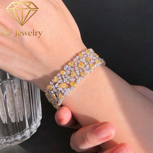 Pulsera de tenis de platino Art Déco con diamantes de laboratorio de colores vivos en varias filas, certificada por IGI, 30g, joyería fina vintage de alta gama - Product Image 1