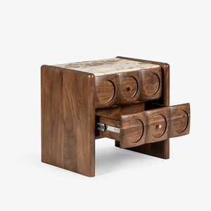 Mesita de Noche Moderna de Madera con Tapa de Mármol, Mueble de Almacenamiento Independiente para Dormitorio, Mesa Auxiliar para Sala de Estar u Oficina en Casa - Product Image 2