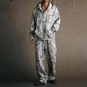 Wholesale Custom Camo Hoodie Jogger Set Mens Fleece Tracksuit Heavyweight Streetwear OEM ODM USA Market - Product Image 1