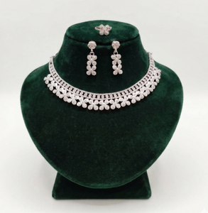 Naykk Creations Womens Handmade <b>Silver</b> Plated Copper Brass 3-Piece Jewelry <b>Set</b> High Quality <b>Necklace</b> Earrings Ring Wedding - Product Image 2