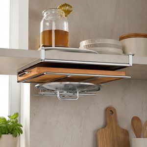 Estante de Almacenamiento Metálico de Pared de un Solo Nivel, Minimalista, para Utensilios de Cocina, Duradero - Product Image 5