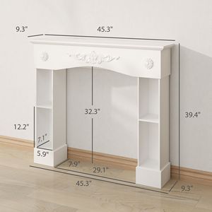 Cornice per Caminetto Elettrico Autoportante in Stile Barocco Bianco con Gambe, 115 cm L x 100 cm H - Product Image 3