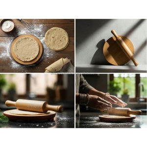 Chakla classique en marbre blanc |   Planche à rouler lisse pour roti, paratha et puri |   Ustensile de cuisine antiadhésif fait à la main - Product Image 4