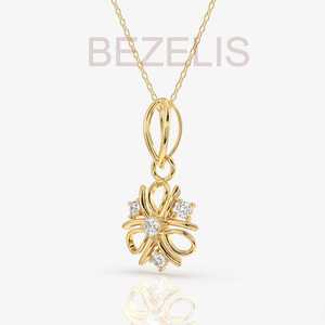 <b>Rose</b> <b>Gold</b> Diamond Flower <b>Pendant</b> <b>Necklace</b> Round Brilliant Cut Stones Womens Jewelry For Fine Wholsale Gift And Party - Product Image 2