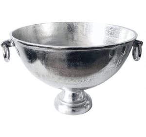 Cuenco de servir de metal plateado con asas de anillo, pulido, clásico, para centros de mesa festivos - Product Image 1