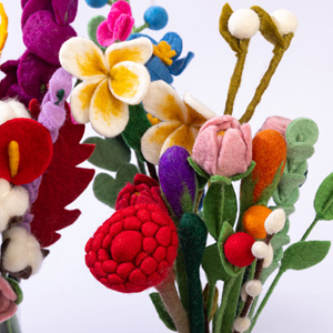 Tiges florales en feutre colorées, bouquet de fleurs artificielles, feuillage artisanal pour la décoration de la maison, bricolage, fête de mariage - Product Image 6