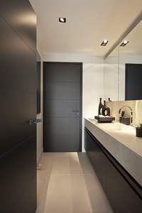 Porte en bois massif avec cadre, design moderne, résistante à l'eau, en polymère fini, pré-montée, simple entrée, pour maison, bureau et salle de bain - Product Image 5