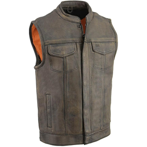 Chaleco de Motociclismo Samroz Sports, de Cuero Genuino, Personalizado, Casual, con Cierre de Cremallera en V, Precios Económicos al por Mayor, Transpirable, para Hombre - Product Image 3