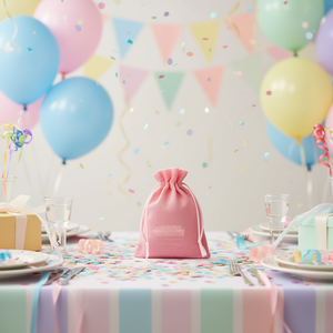 Sacchetto Regalo Ilan Rosa 13x18 Cm in Finta Iuta 2 Pezzi per Bomboniere - Product Image 3