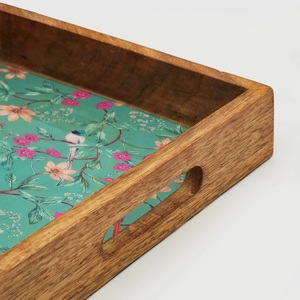 Bandeja Cuadrada de Madera Esmaltada de Primera Calidad con Diseño Floral para Café, Té y Desayuno, Fabricante OEM ODM - Product Image 3