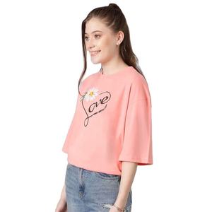 เสื้อยืดคอกลมผู้หญิง แขนสั้น ทรงหลวม พิมพ์ลายดอกไม้ สไตล์ลำลอง สำหรับฤดูใบไม้ผลิและฤดูร้อน ผ้าฝ้ายเจอร์ซีย์ 100% ระบายอากาศได้ดี - Product Image 5
