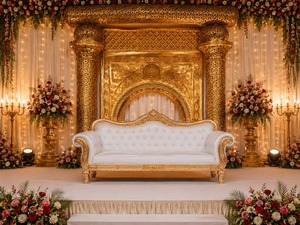 Royal rajwadi โซฟามหาราชาแต่งงานที่ทันสมัยหรูหราออกแบบงานฝีมือไม้ที่มีน้ำหนักเบารักที่นั่งสำหรับงานแต่งงาน - Product Image 2