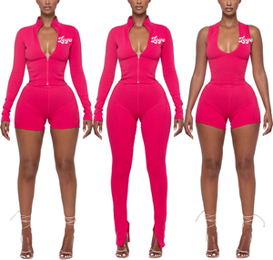 Conjuntos Deportivos Personalizados de Alta Calidad, Ropa de Verano para Mujer, Chaqueta con Cierre y Pantalones Cortos, Conjuntos de Dos Piezas para Mujer - Product Image 2