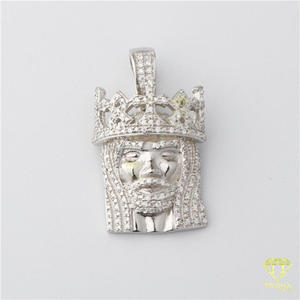 Urban Style <b>King</b> Jesus Head Pendant With Premium Moissanite Diamond Shine - Product Image 5