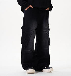 Jean baggy droit personnalisé pour homme – Denim épais délavé de haute qualité, style streetwear, coupe large, couleur mi-sombre - Product Image 5