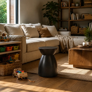 Table d'appoint sculpturale moderne en bois massif de Suar, finition noire, meuble d'appoint en bois naturel de qualité supérieure - Product Image 3