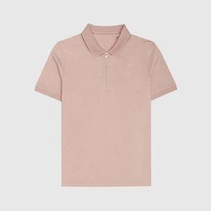 เสื้อโปโลแขนสั้นสีขาวสำหรับผู้ชาย ดีไซน์ซิป สีพื้น สไตล์ลำลอง ทรงปกติ ผ้าฝ้ายทอ ระบายอากาศได้ดี - Product Image 3