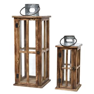 Lanterne à bougie en bois foncé poli et verre, design antique, en bois de manguier, personnalisable, vente chaude, par le fabricant - Product Image 2