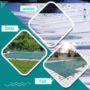 Copertura Verde per Piscina Rettangolare 16*32ft, Resistente e Impermeabile, con Avvolgitore - Product Image 5