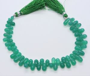 Cuentas de ónix verde natural en forma de lágrima, lisas, de 6x9 mm, cuentas sueltas de ónix verde, cuentas de ónix verde para la fabricación de joyería. - Product Image 1