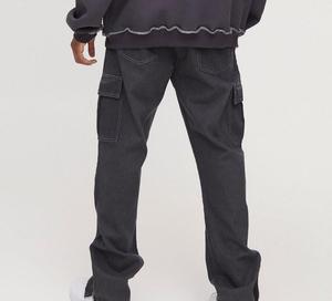 <b>Men's</b> Cargo Pants Cotton Denim Loose Fit Mid Waist Solid Color Casual Autumn Style - Product Image 2