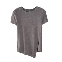 Nouveau design 2026 – T-shirt femme en coton 100 % de haute qualité, coupe classique, col rond, décontracté, respirant, anti-boulochage, avec ourlet incurvé