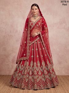 Conjunto de Lehenga Choli de Seda Rosa Bordado con Dupatta de Tela de Red, Traje Tradicional Indio para Bodas, de Secado Rápido para Mujer - Product Image 4
