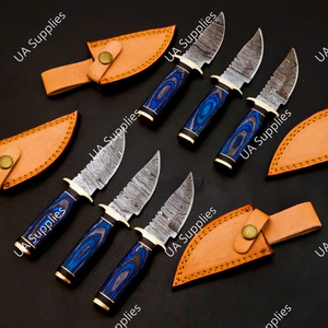 OEM ODM Handmade Damascus Steel Fixed Blade Drop Point Skinner Knife Dark Wood Pakka Wood Handle Brass Guard Razor Sharp Knife - Product Image 4