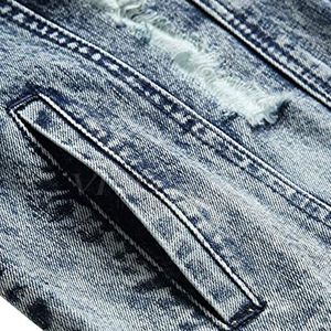 Fashion Style Casual Distressed Jean <b>Jacket</b> for <b>Men</b> Ripped Sports Denim <b>Trucker</b> <b>Jackets</b> - Product Image 6