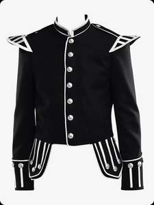 เสื้อแจ็คเก็ตสก็อตแลนด์ไฮแลนด์สีน้ำเงินสำหรับผู้ชาย ชุดเครื่องแบบวงโยธวาทิต พร้อมอีพาเล็ตและกระดุมสีเงิน - Product Image 5