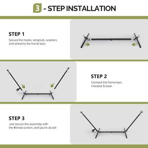 9ft Heavy-Duty Steel <b>Hammock</b> Stand with Built-in Wheel Portable Iron Frame for Indoors & Yard Outside Use Only - Product Image 4