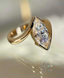 Marquise Moissanite Gold Ring 14K 18K Engagement Ring for Women V Shape <b>Wrap</b> Ring Minimalist Unique <b>Wedding</b> Jewelry - Product Image 2