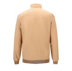 เสื้อแจ็คเก็ตวาร์ซิตี้สีเบจสำหรับผู้ชาย คอตั้ง ปิดด้วยซิป สวมใส่สบาย ทรงปกติ เหมาะสำหรับฤดูใบไม้ร่วง สีพื้น แขนยาว กันลม ผ้าคอร์ดูรอย - Product Image 2