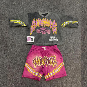 <b>Men</b>’s Y2K Purple Graphic <b>T</b>-<b>Shirt</b> and Shorts 2 Piece Set Oversized Vintage Streetwear Outfit Hip Hop Casual Summer matching set - Product Image 1