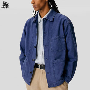OEM Vintage Cotton Twill Chore <strong>Jacket</strong> <strong>for</strong> <strong>Men</strong> French Workwear with Button Decoration Breathable Plus Size <strong>for</strong> Autumn Season - Product Image 1