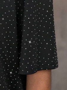 Camisetas personalizadas negras extragrandes para hombre, con pedrería en toda la prenda, estilo hip hop, brillantes, de manga corta, con gráficos con cristales incrustados. - Product Image 3