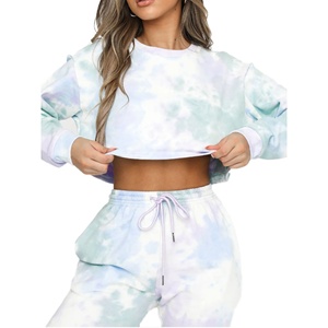2023 usine vêtements de rue personnalisés vêtements de sport vêtements d'hiver essentiel Tie Dye survêtement coton respirant femmes survêtements - Product Image 3
